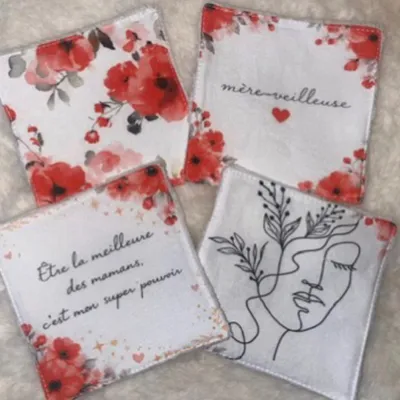 4 lingettes lavables bambous 